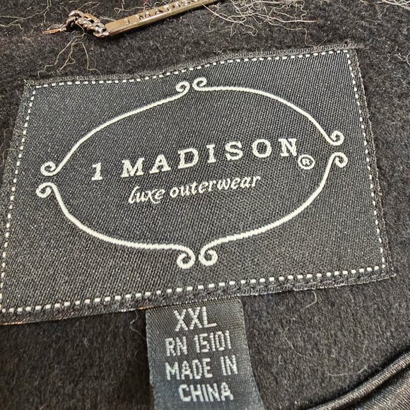 1 Madison Womens Coat XXL Black Fox Fur Retro Glam Old Money Quiet Luxury - Picture 11 of 15